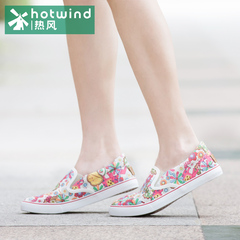 Hot spring shoes canvas shoes floral flat-bottom shoes College wind pedal Lok Fu shoes tide 67H5745