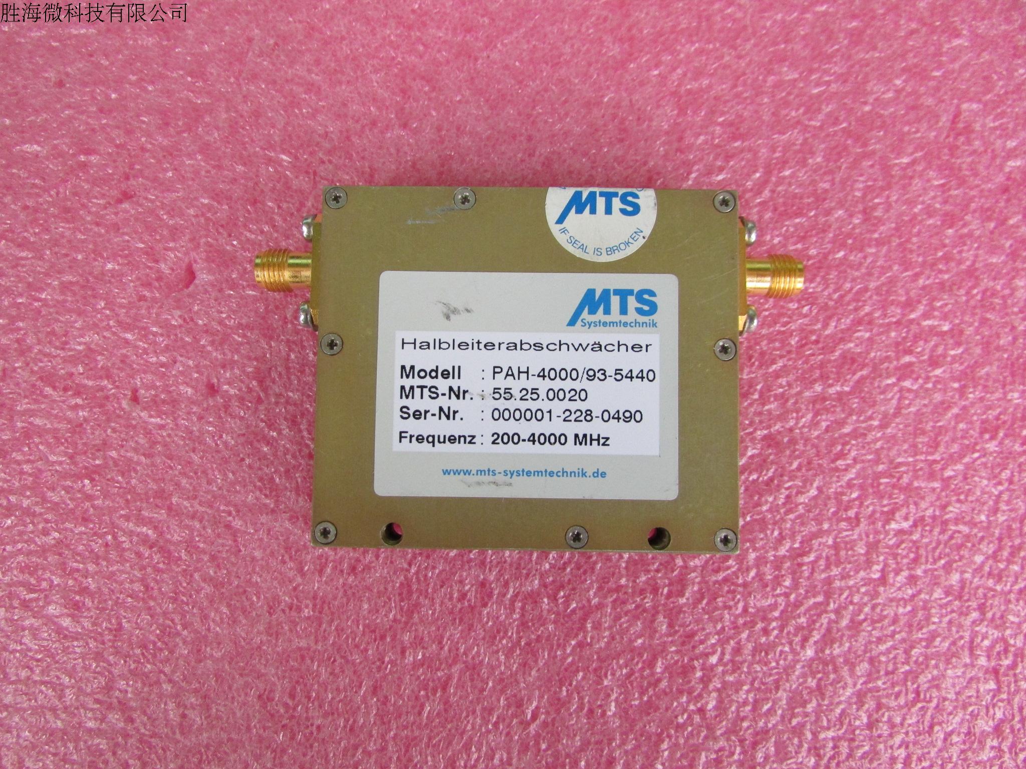 MTS进口 PAH-4000/93-5440  200-4000MHz,93dB,1dB步进，射频微波数控衰减器  由三片HMC307衰减芯片组成  SMA接口，  50欧，