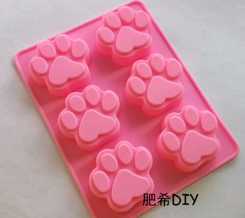 DIY 手工皂 母乳皂 硅胶模具 蛋糕 巧克力模 6孔猫爪