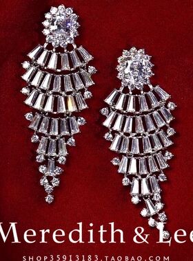 Meredith&Lee 高级感华丽精致流苏奢华超闪新娘结婚晚宴锆石耳环