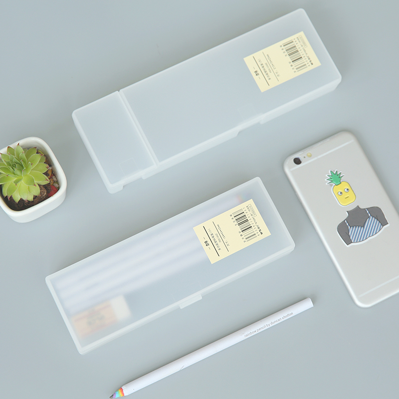 三年二班●文曦文具学生透明塑料文具盒简约PP笔盒铅笔盒学生用品