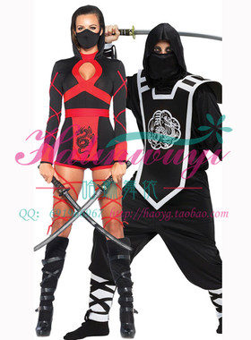 2023万圣节Cosplay成人忍者武士服装男女表演装扮衣服火影红黑色