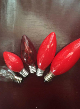 红色钨丝佛灯泡电香烛台莲花灯泡财神灯泡电蜡烛长明灯供佛灯泡