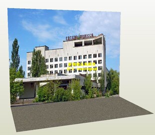 俄罗斯切尔诺贝利核电站废墟 军事场景 车模场景汽车场景模型