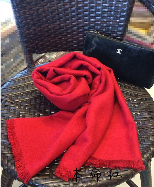 冬季仿羊绒会议年会大红色围巾 保暖披肩两用 长款男女纯色围脖