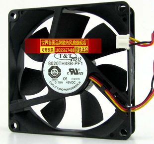 8厘米 台湾T&T 8CM 48V0.18A大风量双滚珠风扇 8020 8020TH48B