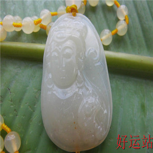 促销黄龙玉观音菩萨吊坠玉石项链黄蜡石挂件手工玉器男女款颈饰品