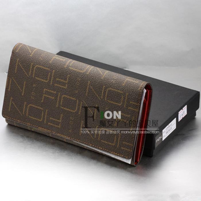 香港代购 专柜正品 fion菲安妮finw 61咖啡色搭扣式长钱包