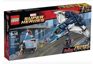 儿童益智乐高LEGO 76032超级英雄复仇者联盟昆式喷射机城市追逐战