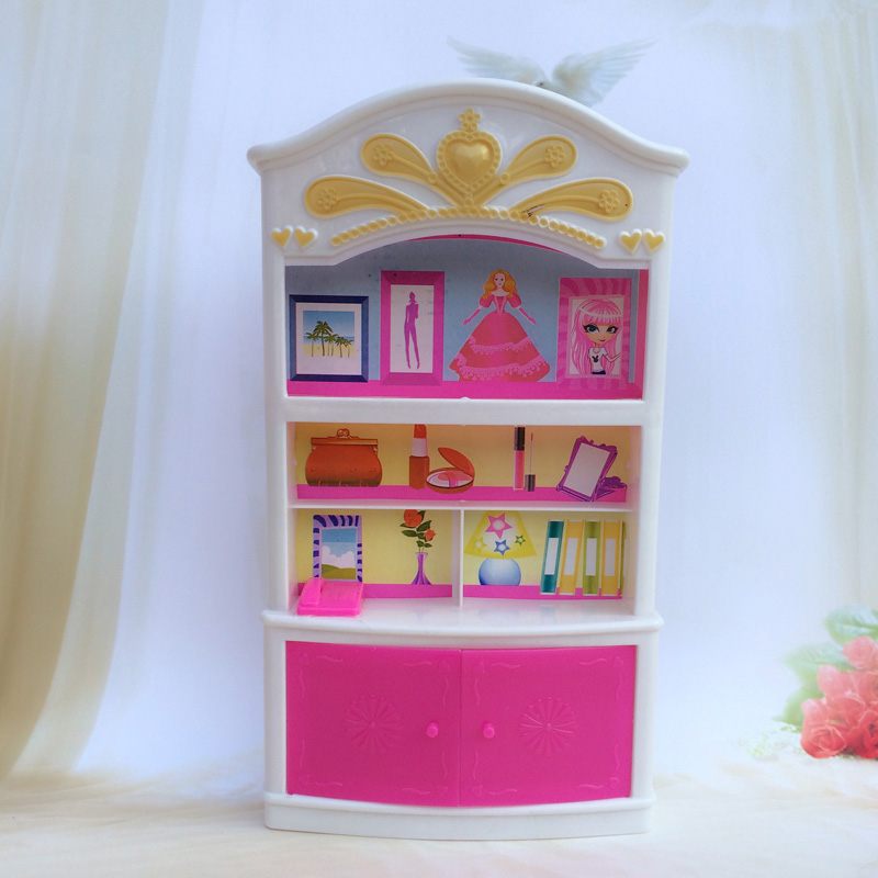 Barbie fashion doll furniture accessories Cheap accessories lifelike toy play house toy cupboard shelves bookcase