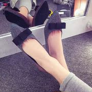 2015 spring point light shoes with bow casual women's shoes fashion flat shoes women's shoes wedding shoes