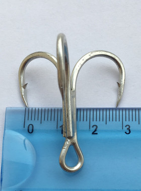 锚鱼钩路亚3三本钩1/0号1号2号4号6号8号10号带血槽ST41鱼钩