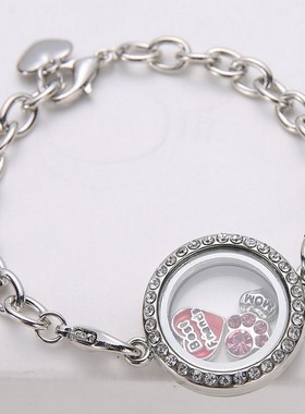 镶钻圆形手链款 DIY相框相盒  Lockets Bracelet 外贸饰品 精品