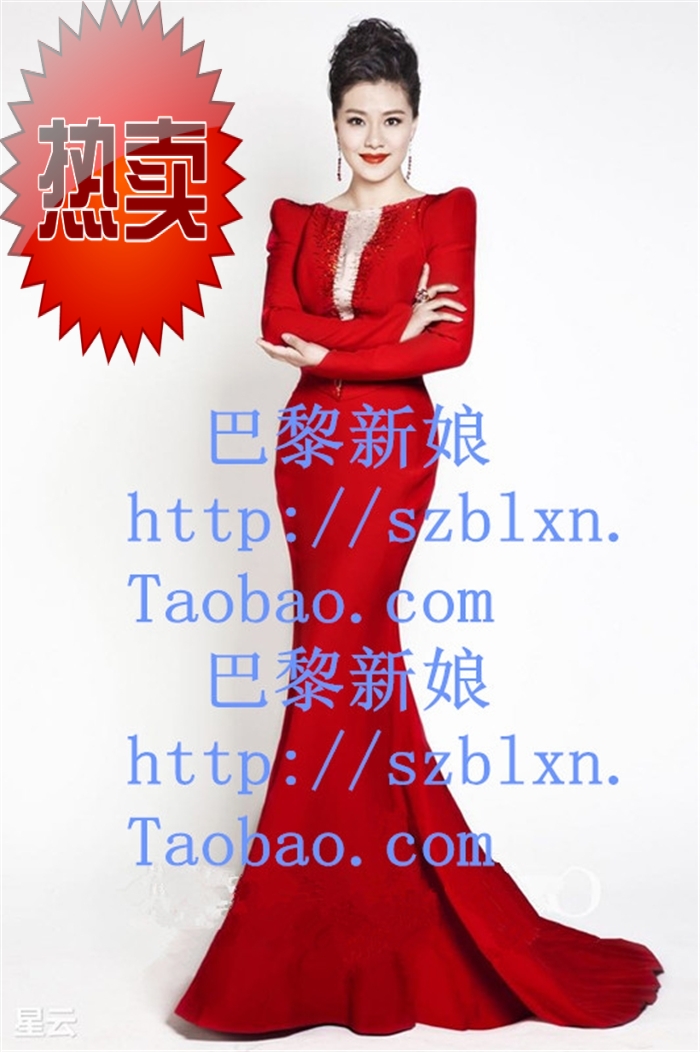 新款大红色演唱音乐会比赛礼服