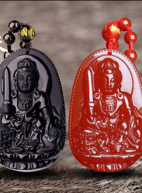 冰种黑曜石属兔文殊菩萨普萨十二生肖兔本命佛2026年守护神吊坠