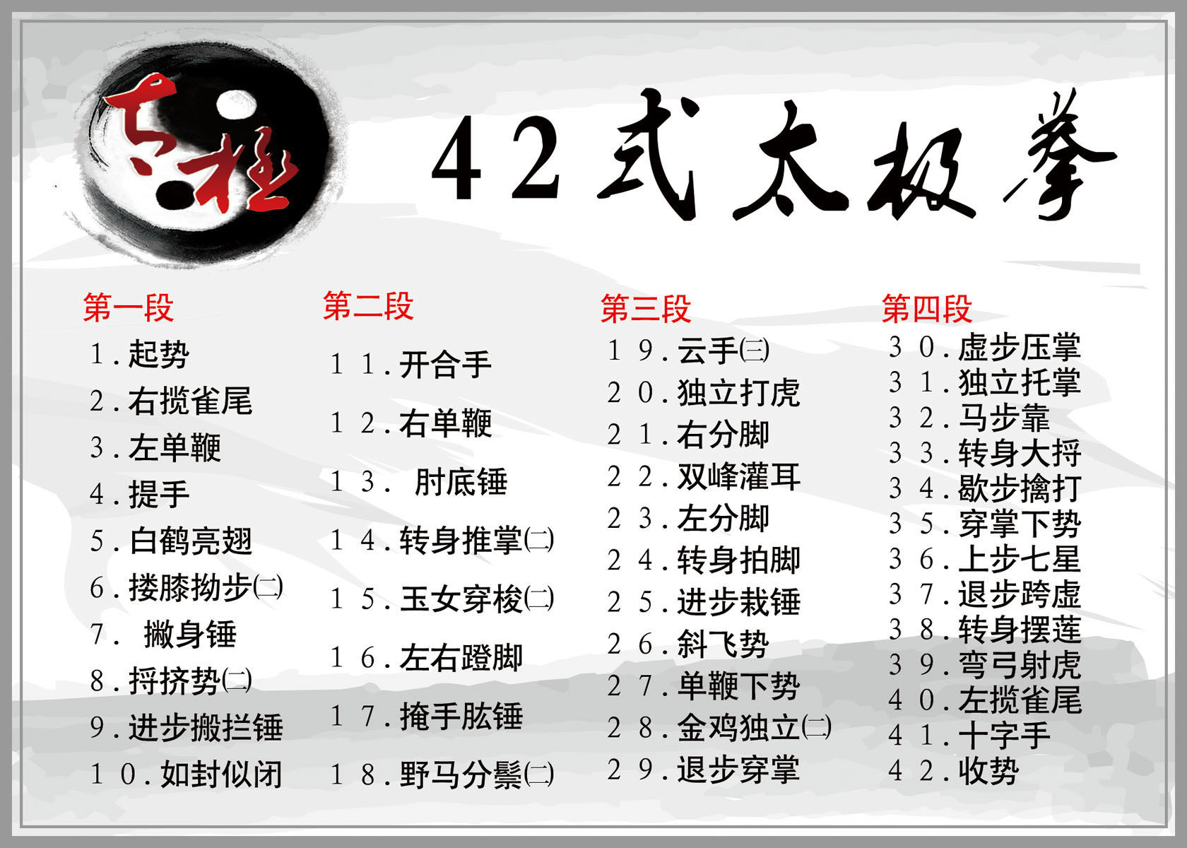 721海报印制展板写真喷绘贴纸349太极拳42式介绍