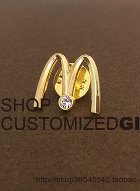 麦当劳金拱门mcd经典M金属镀金徽章胸章纪念章胸针pins可定制订做