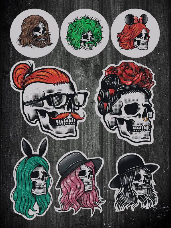 整版超酷电音 摇滚风格 骷髅乐迷 skullrock 笔记本贴纸 箱贴 b款