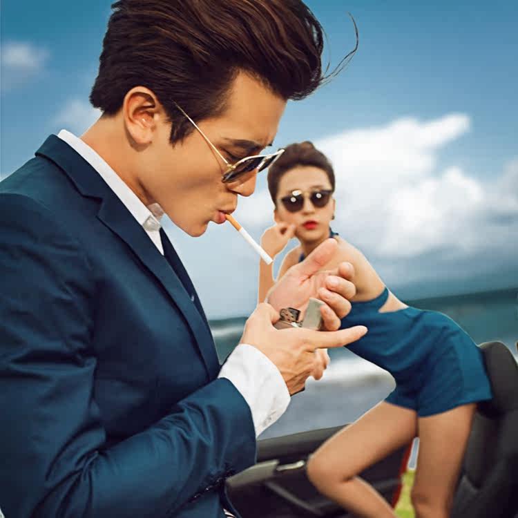 2017年高清展会最新影楼摄影素材|海景|跑车新潮婚纱照|放大样片