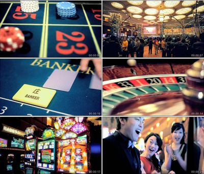 澳门赌场大型游戏厅娱乐场所高清实拍视频素材