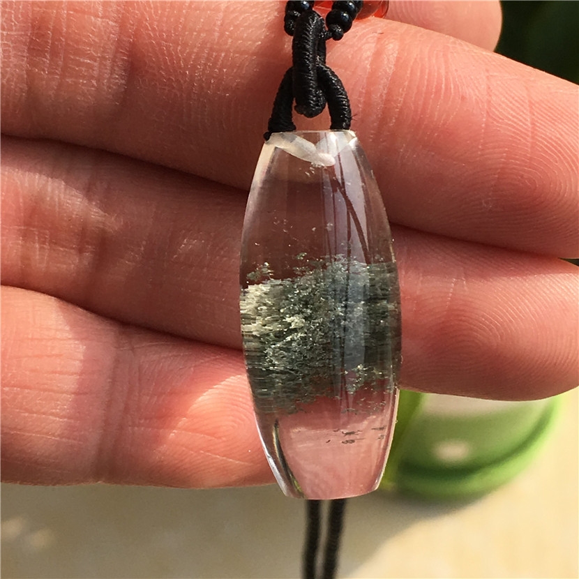 天然水晶 绿幽灵吊坠 男女款 聚宝盆 千层山 金字塔 一物一图包邮