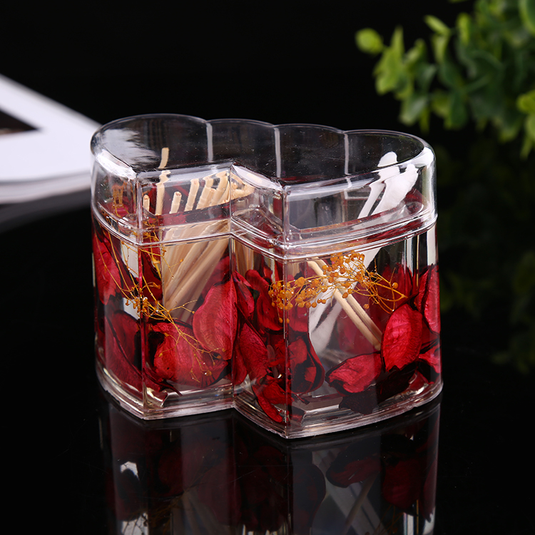 创意欧式亚克力牙签盒 双心牙签盒棉签盒两用 带盖简约时尚摆件,收纳整理,牙签盒,淘宝优惠券,粉丝福利购,淘宝优惠卷