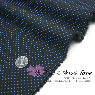 春夏水玉点波点黑底湖蓝点男士高档衬衫料子纯棉宝宝棉衣全棉面料