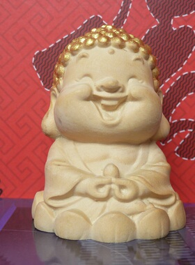 上色工艺品手把件小叶黄杨木雕