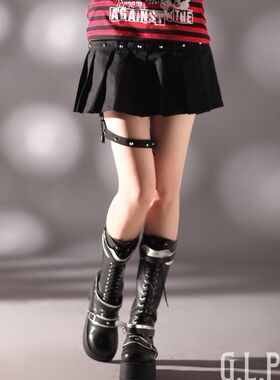 ╋魔叹╋ GLP 朋克摇滚学院百折KERA迷你两件式多穿法短裤 61273B