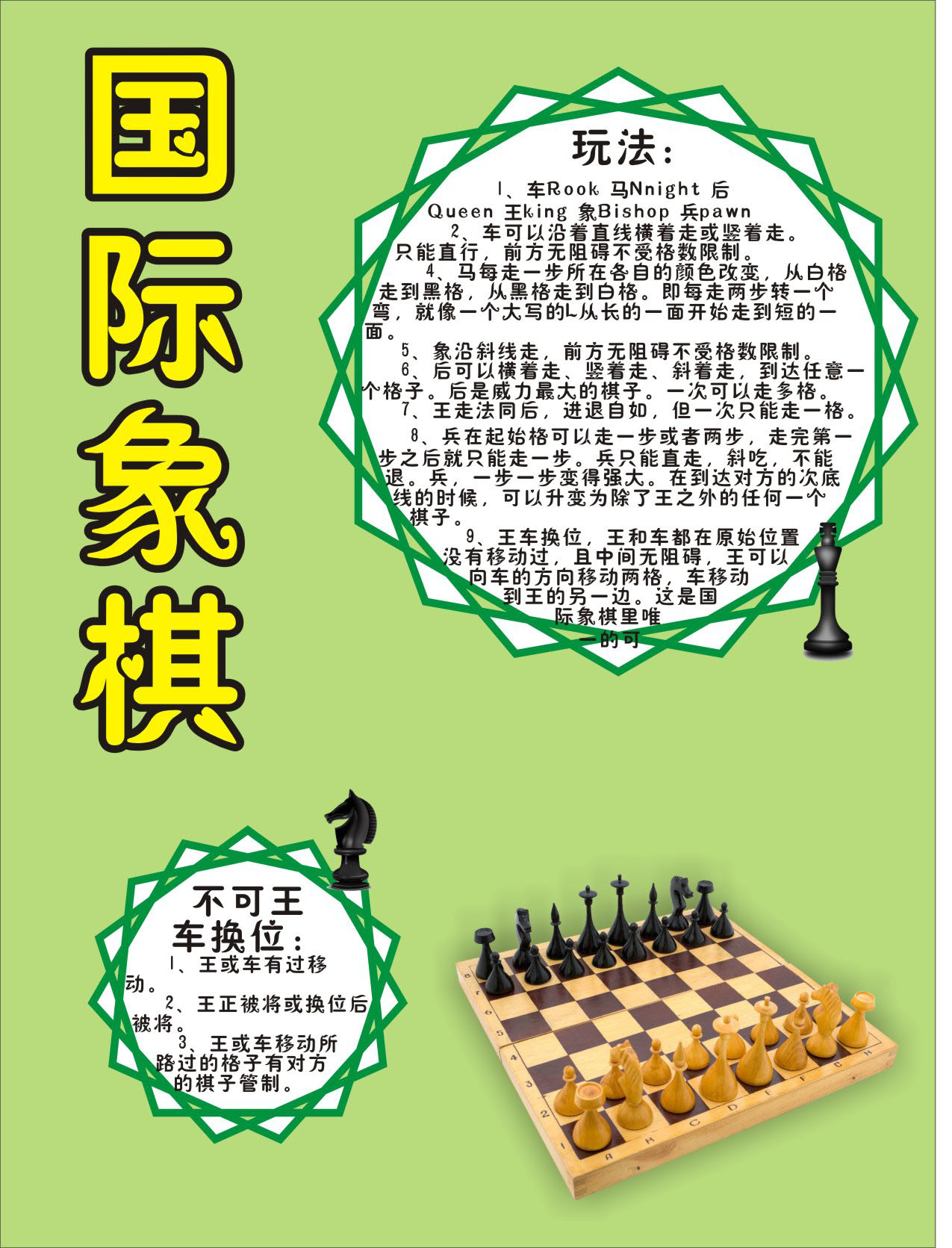 734海报印制展板写真喷绘贴纸195儿童棋玩法宣传海报象棋