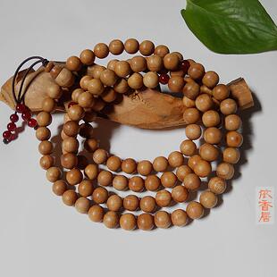 东加檀香手串 檀木念珠108颗8mm手链 现代饰品木质手链佛珠