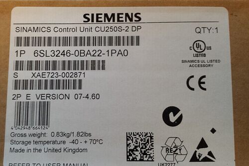 西门子G120控制单元CU250S-2 DP全新  6SL3246-0BA22-1PA0