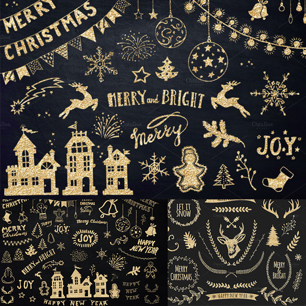 14号金色金箔圣诞生日庆典装饰雪花字母卡片png免抠设计ps素材