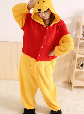 维尼熊法拉绒如厕onesie连体睡衣