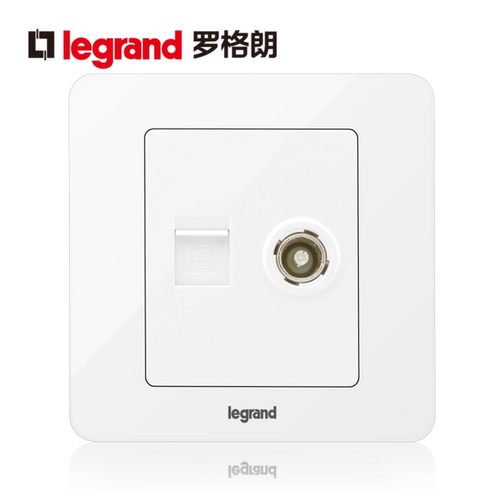 罗格朗电脑电视插座面板 电视线网线网络有线闭路网络二合一插座