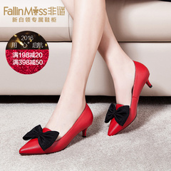 Non-mystery the spring of 2016 new leather shoes elegant shoes with bows pointed low light shoes women