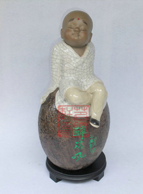 陶瓷石湾公仔小和尚工艺品