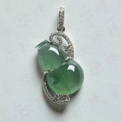 【喜乐珠宝】18K玫瑰黄金白金镶嵌钻石葫芦翡翠吊坠加工费