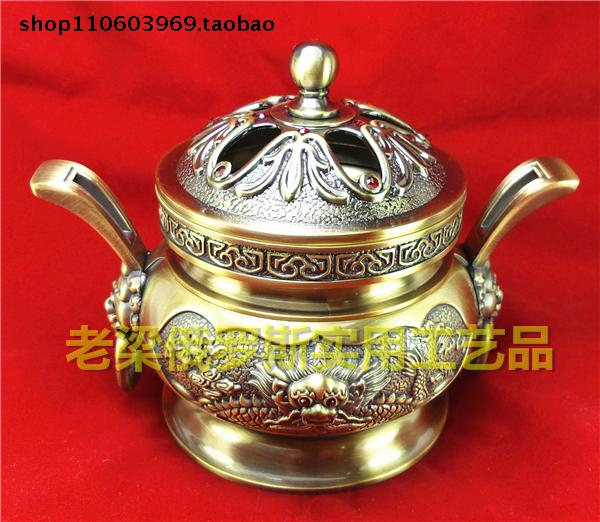 ZK-2特价锡金属薰香炉中号青古铜色狮咬吊环红钻有盖镂空覆古厚重