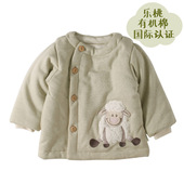 乐桃有机棉质婴幼儿棉衣冬宝宝斜开襟夹棉棉服 清仓 断码