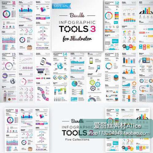 [165]扁平化可视化信息图Infographic图表宣传册 AI矢量设计素材
