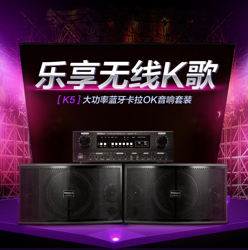 Shinco/新科 K5 KTV音响套装大功率会议功放机家用卡拉OK舞台音箱