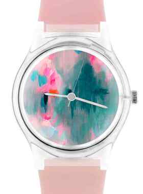 加拿大May28th正品包邮 手腕上的时装01BLM水彩马卡龙粉透明手表