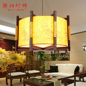 高档中式古典金色凤纹刺绣 仿古圆形灯8072