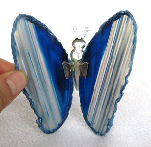 天然水晶花片105号玛瑙切片蝴蝶摆件原石9.5厘米灯饰玉髓电视墙