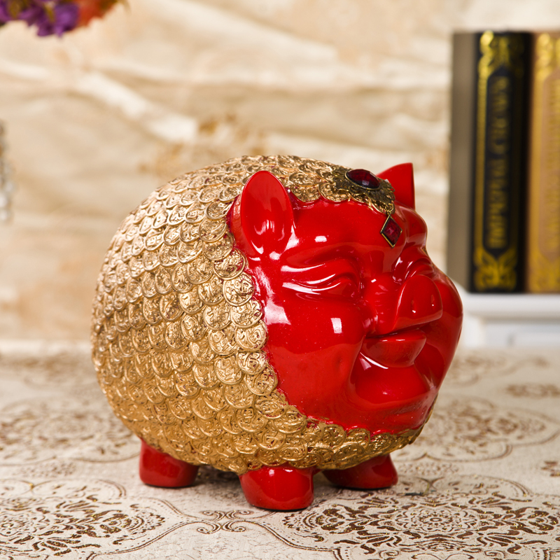 创意猪储蓄罐超大号创意可爱存钱罐摆件树脂招财金猪生日开业礼物