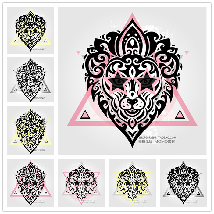 A3095矢量抽象手绘狮子头像肖像插画 AI设计素材