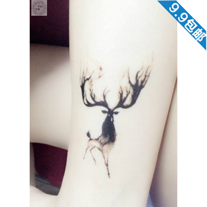满9.9元包邮 梦幻手绘小鹿 圣诞麋鹿 梅花鹿防水纹身贴纸男女