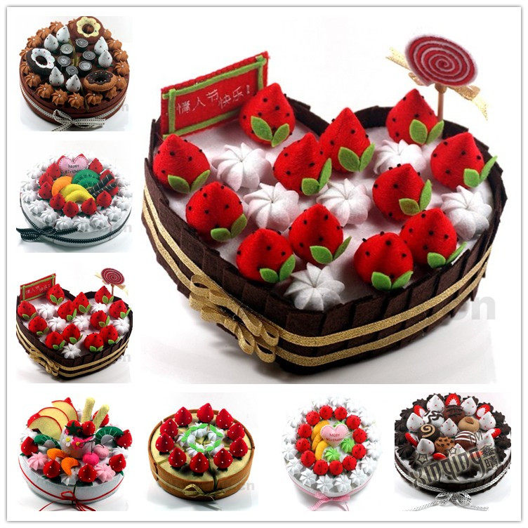 包邮 不织布免裁剪手工布艺DIY材料包 草莓蛋糕 非置物盒