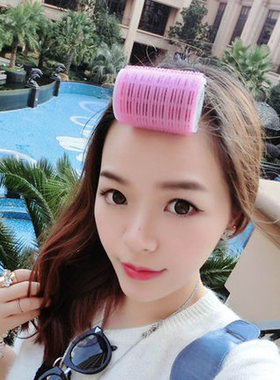 不伤发卷发筒梨花卷刘海美发卷发棒双层自粘卷发卷工具大卷大波浪